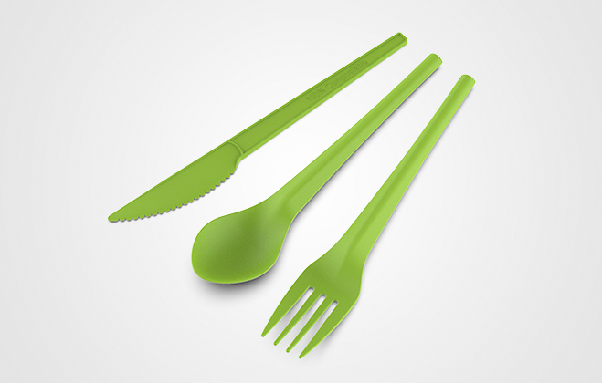 أدوات المائدة الخضراء اللون PLA المتاح صديقة للبيئة
